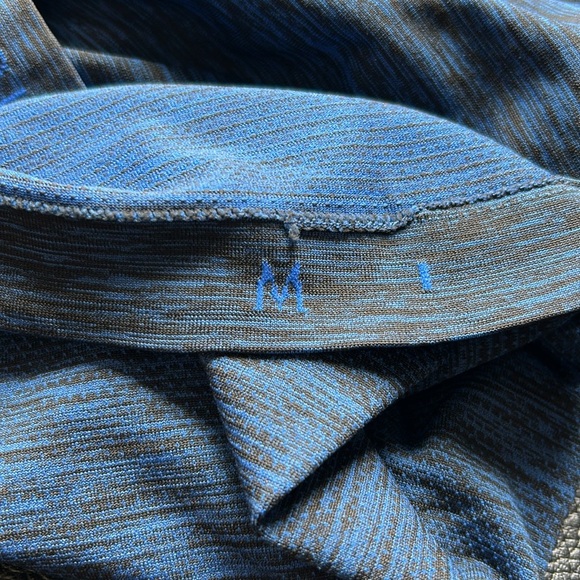 Lululemon Metal Vent Tech Polo Shirt Mens Blue Black Seamless Training Sz M - Picture 7 of 9